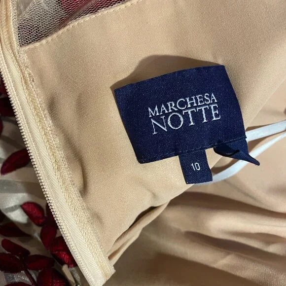 $995 Size 10 Marchesa Notte Floral Embroidered Gown - Picture 4 of 6